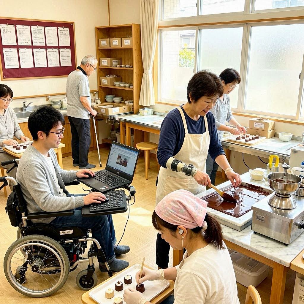 洋菓子を製造する利用者